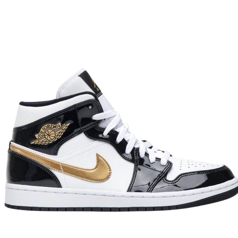 Air Jordan 1 Mid "Patent Black Gold"