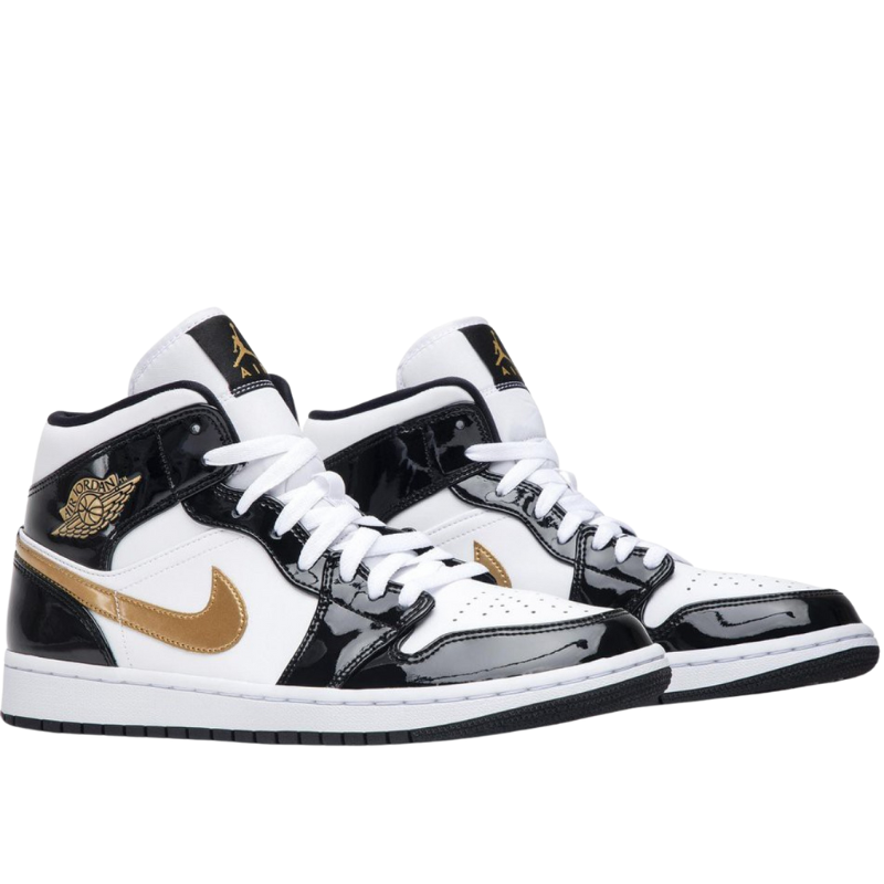 Air Jordan 1 Mid "Patent Black Gold"